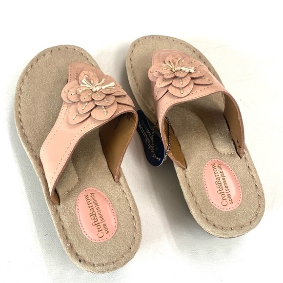 Croft and Barrow Roberta Pink Leather Flower Thong Sandals, Size 8 Med, NWT - Picture 4 of 9